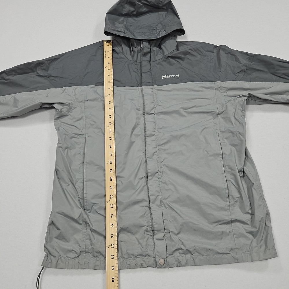 Marmot Jacket Men XL Gray Rain Lightweight Waterproof Hooded Hiking Windbreaker - Picture 11 of 12